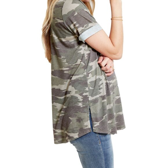 New Ingrid + Isabel Printed Mama Tee Green Camo Print Size XS - Picture 3 of 4